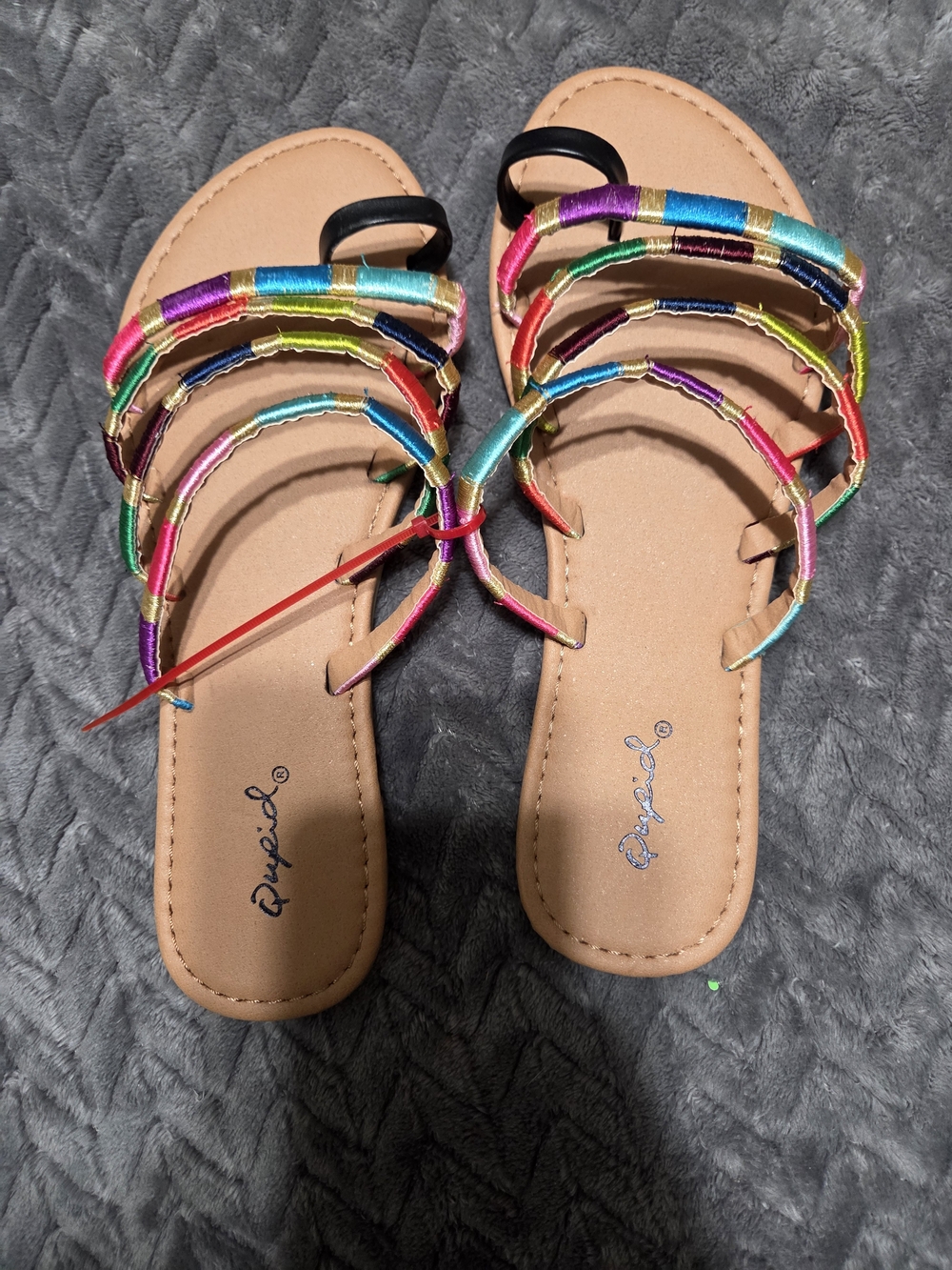 Qupid Multicolor Strappy Slide Sandals